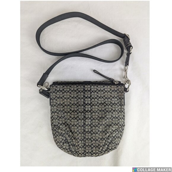 Authentic COACH Soho Mini Signature Swingpack - Black & Gray C Jacquard - Picture 2 of 15